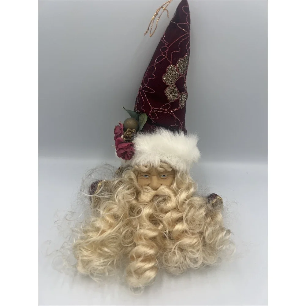 Vintage Victorian Style‎ Santa Christmas Ornament Old World Head Hat Beard Large